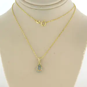 14k geel gouden collier met hanger bezet met blauwe topaas tot. 0,90ct kopen? Bied vanaf 130!