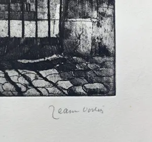 Jeanne Bieruma Oosting - La grille (Paris), vernis mou ets (1937) kopen? Bied vanaf 275!