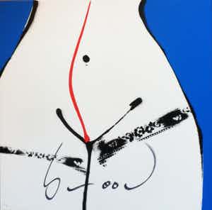 Herman Brood - Kleurenzeefdruk op LINNEN - HIPS - BLAUW - Handgesigneerd verkocht voor € 325!