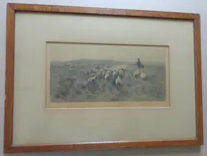 Anton Mauve (sr.) - HERDER MET KUDDE SCHAPEN / ZW-W GRAVURE / 39x54cm / KADER / CAREL LODEWIJK DAKE kopen? Bied vanaf 45!