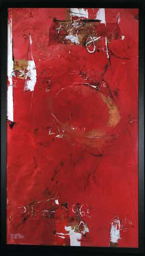 Niet of onleesbaar gesigneerd - Gemengde techniek, Zonder titel - Ingelijst (Zeer Groot) verkocht voor € 1!