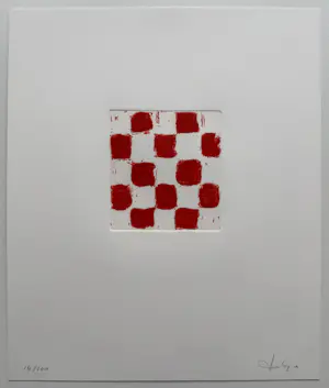JCJ VANDERHEYDEN - handgesigneerde ets - 'Red checkerboard' - 2011 kopen? Bied vanaf 350!