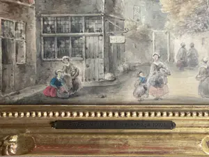 Petrus Gerardus Vertin - Stadsgezicht met vrouwen en kinderen kopen? Bied vanaf 225!