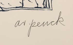 A.R. Penck - Zeldzame handgesigneerde litho, Zonder titel - Ingelijst kopen? Bied vanaf 1!