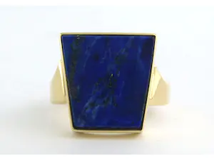 18k geel gouden ring bezet met lapis lazuli - ringmaat 18,5(58) kopen? Bied vanaf 550!