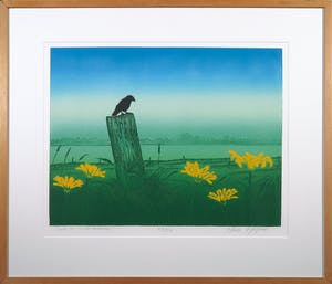 Hans Heijman - Zeefdruk, Joris in rivierlandschap - Ingelijst kopen? Bied vanaf 120!