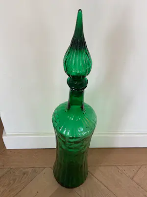 Empoli Glas - Groene Empoli glazen karaf, iconisch model Genie, 1970 kopen? Bied vanaf 75!