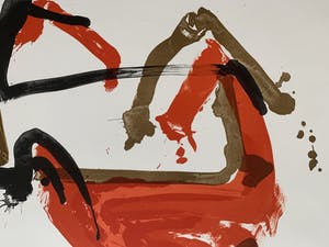 Theo Kuijpers - kleurenlitho - abstract expressionistische compositie - oplage 75 ex. kopen? Bied vanaf 120!