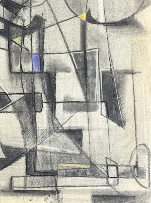 Silvin Bronkart - Prächtige und großformatige abstrakte Komposition aus dem Jahr 1953 kopen? Bied vanaf 800!