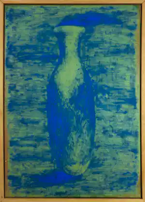 Sepp Schueler - Acryl op doek, Zonder titel I (Stilleven met fles) - Ingelijst verkauft für € 70!
