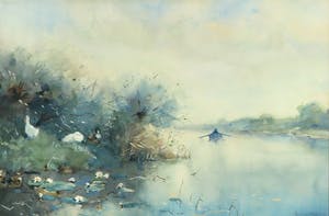 Han van Meegeren - Aquarel, Aan de waterkant - Ingelijst kopen? Bied vanaf 1!