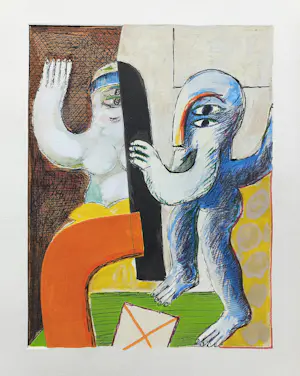 Horst Antes - Strip Teeth, complete uitgave met 7 pochoirs + gesigneerde aquarel kopen? Bied vanaf 1000!