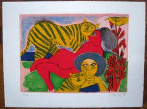 Corneille - Tigrés Amoureux, zeefdruk verkocht voor € 200!
