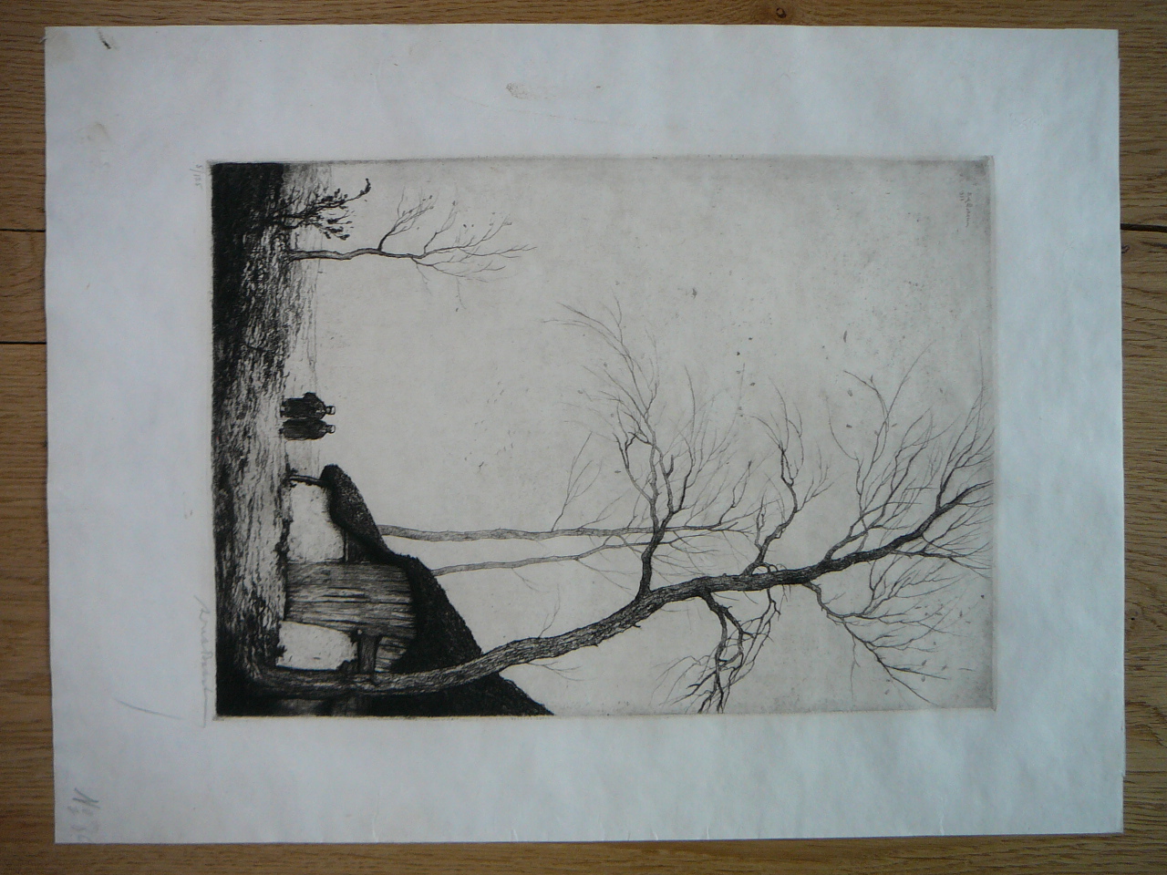 Dirk Baksteen - 1886-1971 Landschap in de Kempen met boerderij en 2 personen  kopen? Bied vanaf 85!