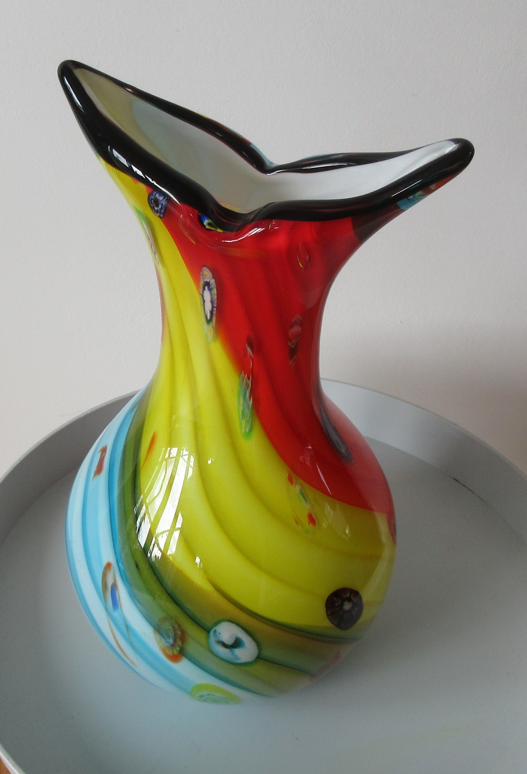 Niet of onleesbaar gesigneerd - Murano (toegeschr.) Prachtige meerkleurige Murrine studio glazen vaas  kopen? Bied vanaf 1!