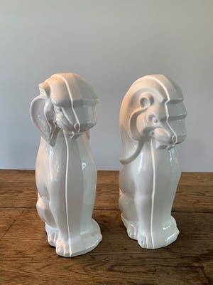 Curiosa - Zeer decoratieve grote beelden in vorm van Leeuw (2) - Aardewerk Italië jaren 70 kopen? Bied vanaf 50!