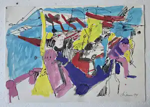 Peter Diem - gemengde techniek - 1994 verkocht voor € 90!