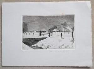 Wim van der Meij - Kerk in de sneeuw + 5 andere kopen? Bied vanaf 60!