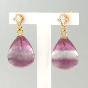 18k rosé gouden oorhangers met fluoriet en briljant geslepen diamant tot. 0.28ct kopen? Bied vanaf 475!