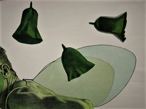 Rodolfo Meli - Toscaans Graficus - Groot Gesigneerd Litho " Zelfportret als Icarus in groen" kopen? Bied vanaf 1!