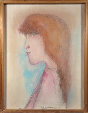 Theo van der Nahmer - Potloodtekening, Meisje met het rode haar - Ingelijst kopen? Bied vanaf 1!