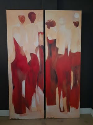 Hans van den Berg - Tweeluik vrouwen in doeken kopen? Bied vanaf 75!