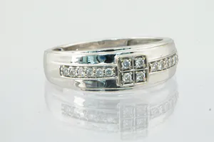 Opvallende diamanten (0.20ct) Fantasiering- 18 karaats wit-goud - gekeurd kopen? Bied vanaf 280!