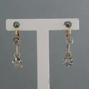 Goud met zilver oorhanger bezet met roos geslepen diamant 0.10ct F/G - P kaufen? Bieten Sie von 130!