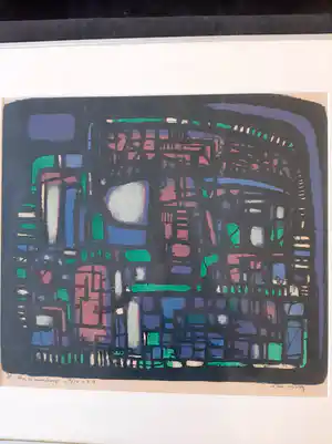 Wim Motz - Geometrisch abstracte compositie, litho verkocht voor € 55!
