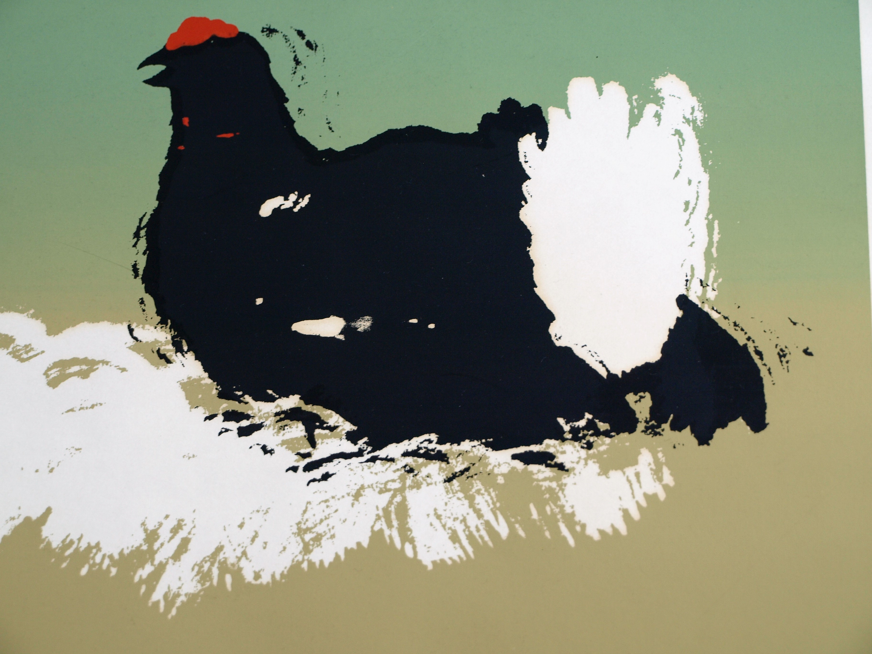 Niet of onleesbaar gesigneerd - Zeefdruk , 2 Zwarte kippen – gesigneerd – 1980 – oplage 10/20 kopen? Bied vanaf 1!