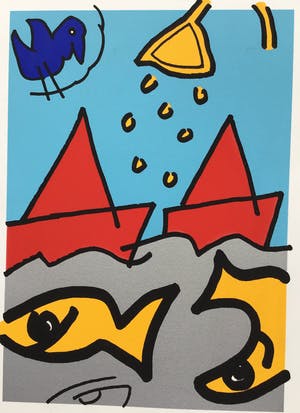 Peter Louman - Zeefdruk “over water gesproken” gesigneerd kopen? Bied vanaf 25!