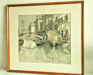 Hans Figura - Farb Radierung Aquatinta auf Seide Brücke in Venedig 50er Jahre handsigniert kopen? Bied vanaf 220!
