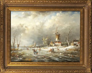 Jan Beaufort - Olieverf op paneel, Winterse voorstelling - Ingelijst kopen? Bied vanaf 35!