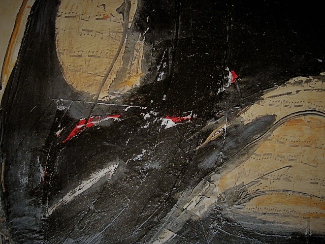 Marion van Harreveld - Intrigerende Gem. Techn. muziek Collage "Partitum" gesigneerd  kopen? Bied vanaf 1!