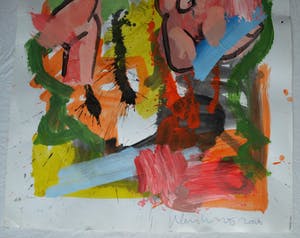 Peter Klashorst - Acrylverf op papier , Abstracte naakten in abstract landschap – 70 x 50 cm. kopen? Bied vanaf 1!