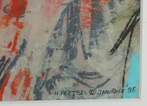 Hans Innemee - Gemengde techniek op papier, Abstracte compositie - Ingelijst kopen? Bied vanaf 50!