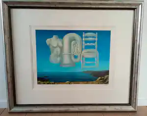 AcheterRene Magritte - kleurenlithografie naar "Le Temps Ménaçant", 1929? Enchérissez de 875!