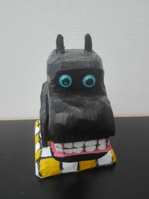 Peter Bastiaanssen - Zittend hondje op geblokt kleedje, zonder titel kopen? Bied vanaf 75!