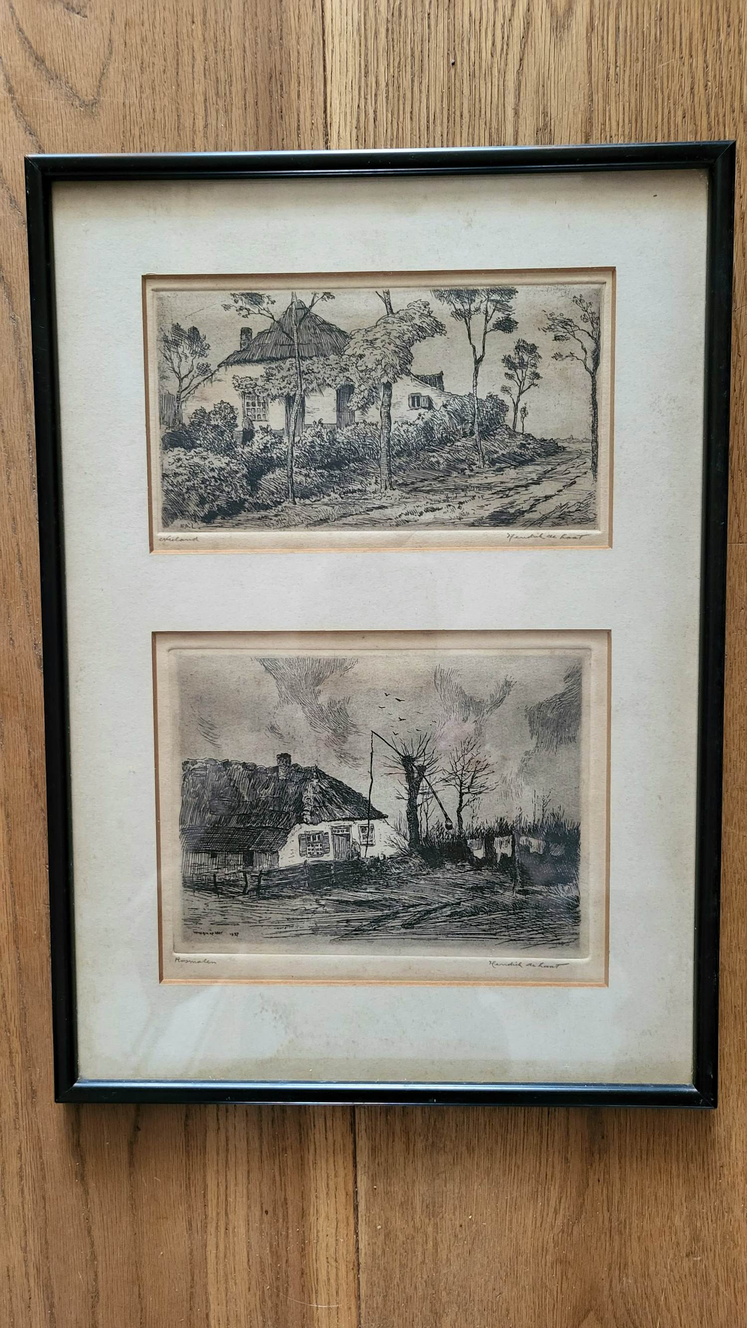 Hendrik de Laat - 2 vroege etsen van boerderijen in Nuland en Rosmalen - ca. 1927 kopen? Bied vanaf 65!