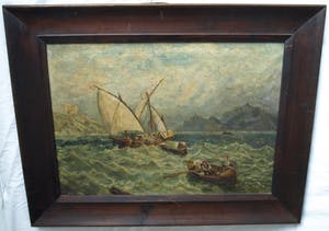 Niet of onleesbaar gesigneerd - Olieverf op doek , “Zeegezicht” – ingelijst , 69 x 89 cm kopen? Bied vanaf 10!