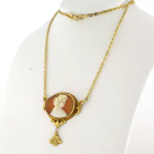 14k geelgouden collier bezet met camee - 43 cm kopen? Bied vanaf 500!