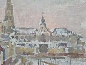 Niet of onleesbaar gesigneerd - Stadsgezicht in de Sneeuw kopen? Bied vanaf 1!