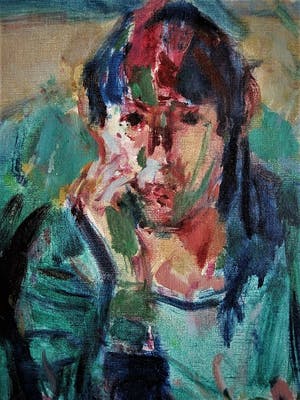 Norbert Olthuis - Krachtig impressionistisch Acrylverf - portret van Hannie P - gesigneerd kopen? Bied vanaf 20!