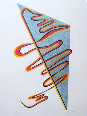 Cesar Domela - ingelijste litho: geometrische compositie verkocht voor € 150!