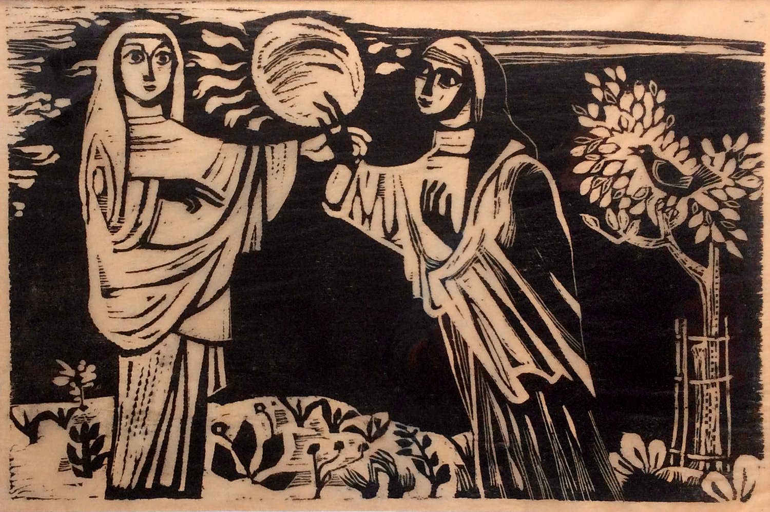 Marianne van der Heijden - hout/lino snede - ingelijst verkocht voor € 50!