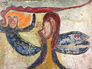 Matt Lamb - Olieverf op doek, Twee figuren (Groot) kopen? Bied vanaf 500!