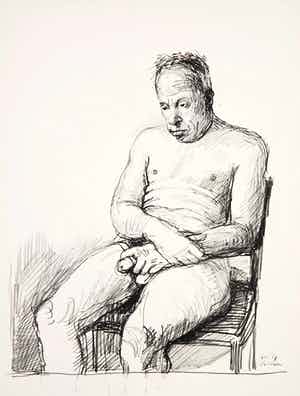 Aat Veldhoen - Rotaprint, Zittende man verkocht voor € 35!