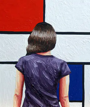 Gerard Boersma - Composition No. 3 (Vrouw kijkend naar schilderij van Piet Mondriaan) kopen? Bied vanaf 75!