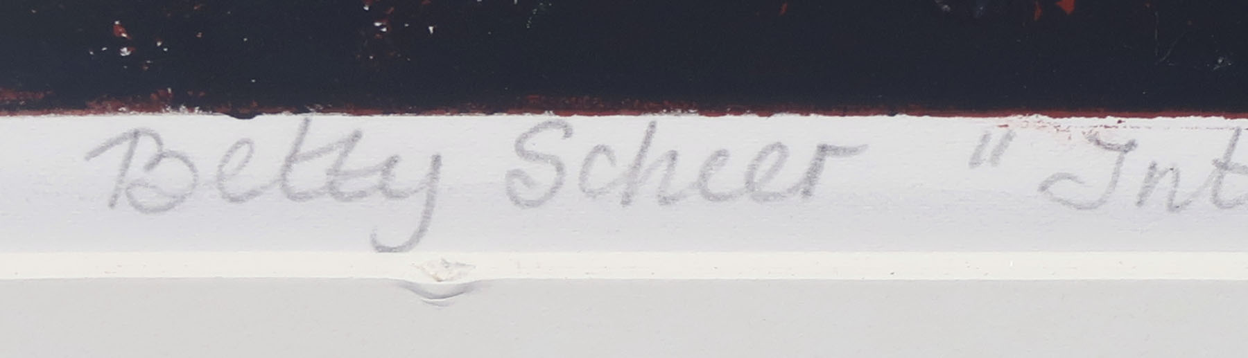 Betty Scheer - Linosnede, Interieur met oranje deur - Ingelijst kopen? Bied vanaf 50!