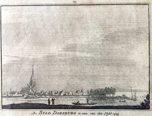 Hendrik Spilman - De Stad DOESBURG te zien van den IJssel. 1743 - Kopergravure, Ingelijst kopen? Bied vanaf 40!